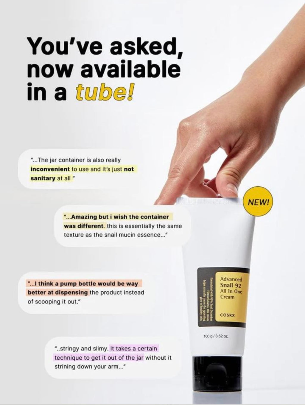 COSRX - Advanced Snail 92 All In One Cream TUBE 100g